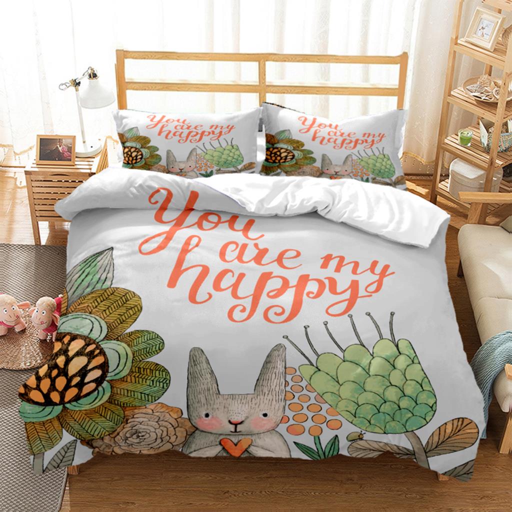 Bunny HD Bedding Set Teen King Bedding Set Children's Bed Down Duvet Cover Pillow Cover Bedding Set