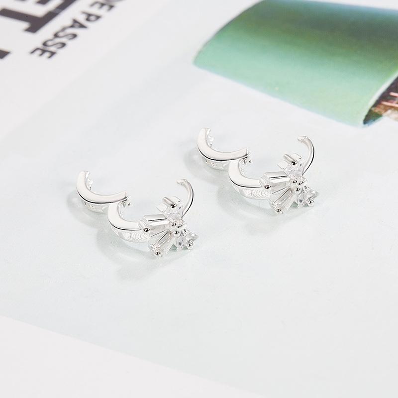 Bow Zircon Ear Buckle Women's Summer Temperament Earrings Personality Stud Earrings