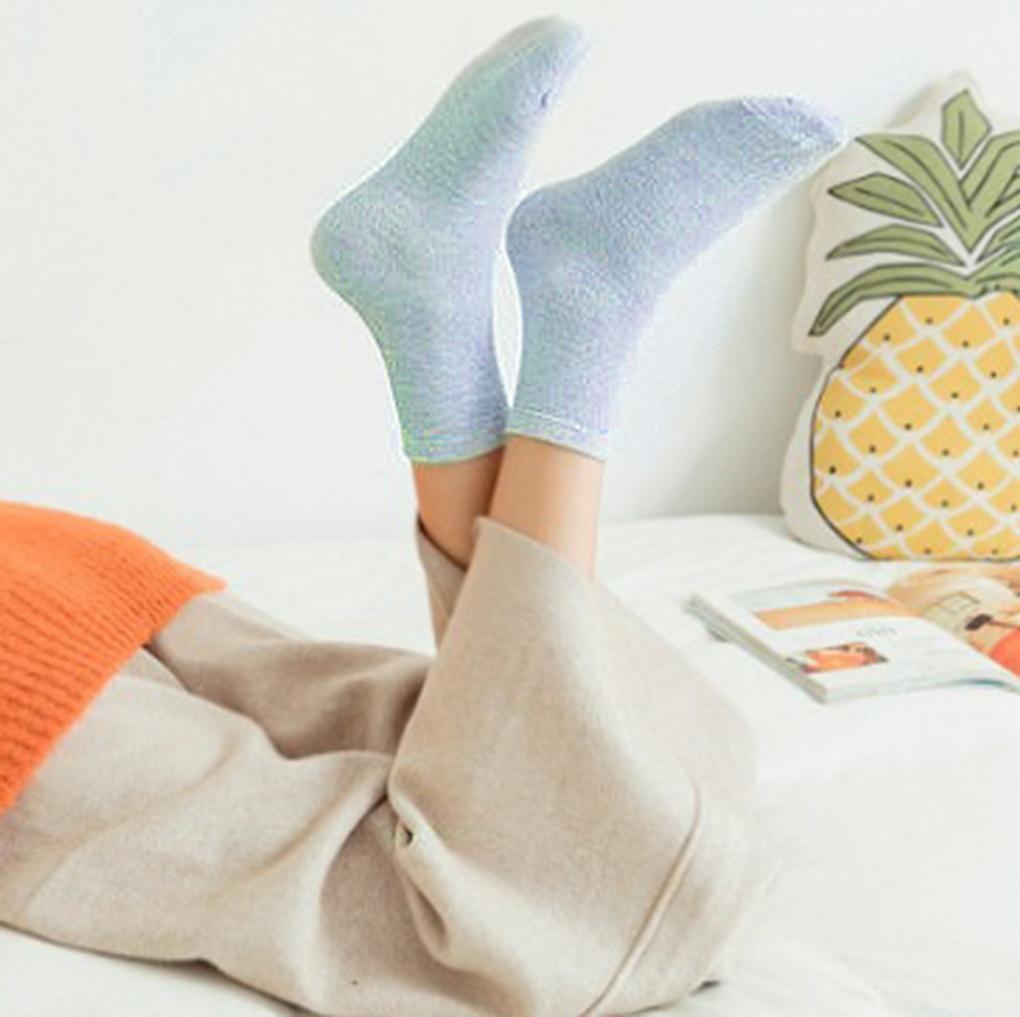 Simply Women's Mid-Calf Socks 5-Pair Set (Blue) Cotton Socks