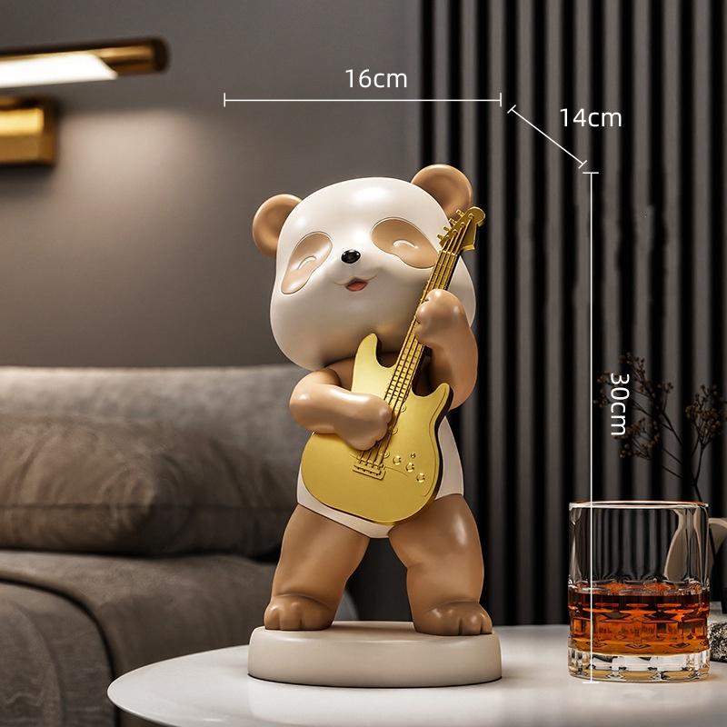 Creative Panda Figurines Cartoon Panda Resin Handicrafts Musical Instrument Guitar Cello Decorative Figurines Home Decoration