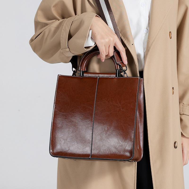 Voks kuskinn stor veske Damemote Temperament Mote Skulderveske Dame Crossbody ekte skinn Dameveske