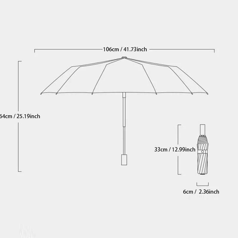 24 Bone Fully Automatic Rain Umbrella UV Protection Sunshade Umbrella 3-stage Folding Sunscreen Black Film Sunblock Umbrella