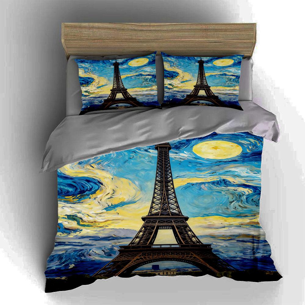 Eiffel Tower, Swirled. Bedding Duvet Cover Sets Duvet Covers Pillowcases Gifts (1 * Duvet Cover 2 * Pillowcases, Without Duvet Insert)