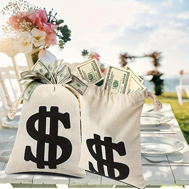 5 sacchetti di tela con simbolo del dollaro - perfetti per San Valentino, Capodanno, Pasqua, Cosplay e bomboniere, costumi, oggetti di scena