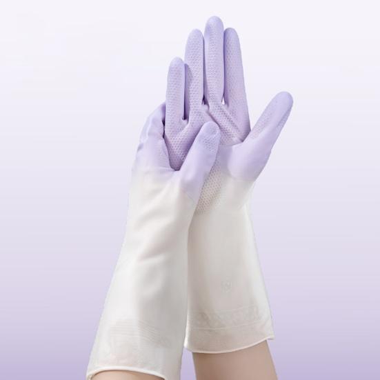1 Pair Household Cleaning Gloves Waterproof Anti-Slip Protective Gloves with Extended Cuffs Dishes Cleaning Kitchen Gloves