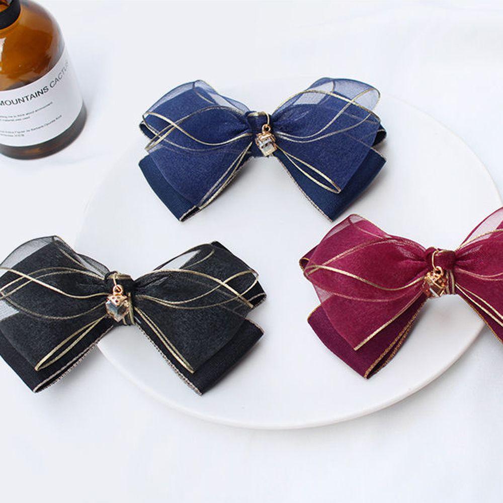 Vintage Simple Spring Clip Retro Elegant Cloth Mesh Snood Bow headwear Women Headdress Hairnet