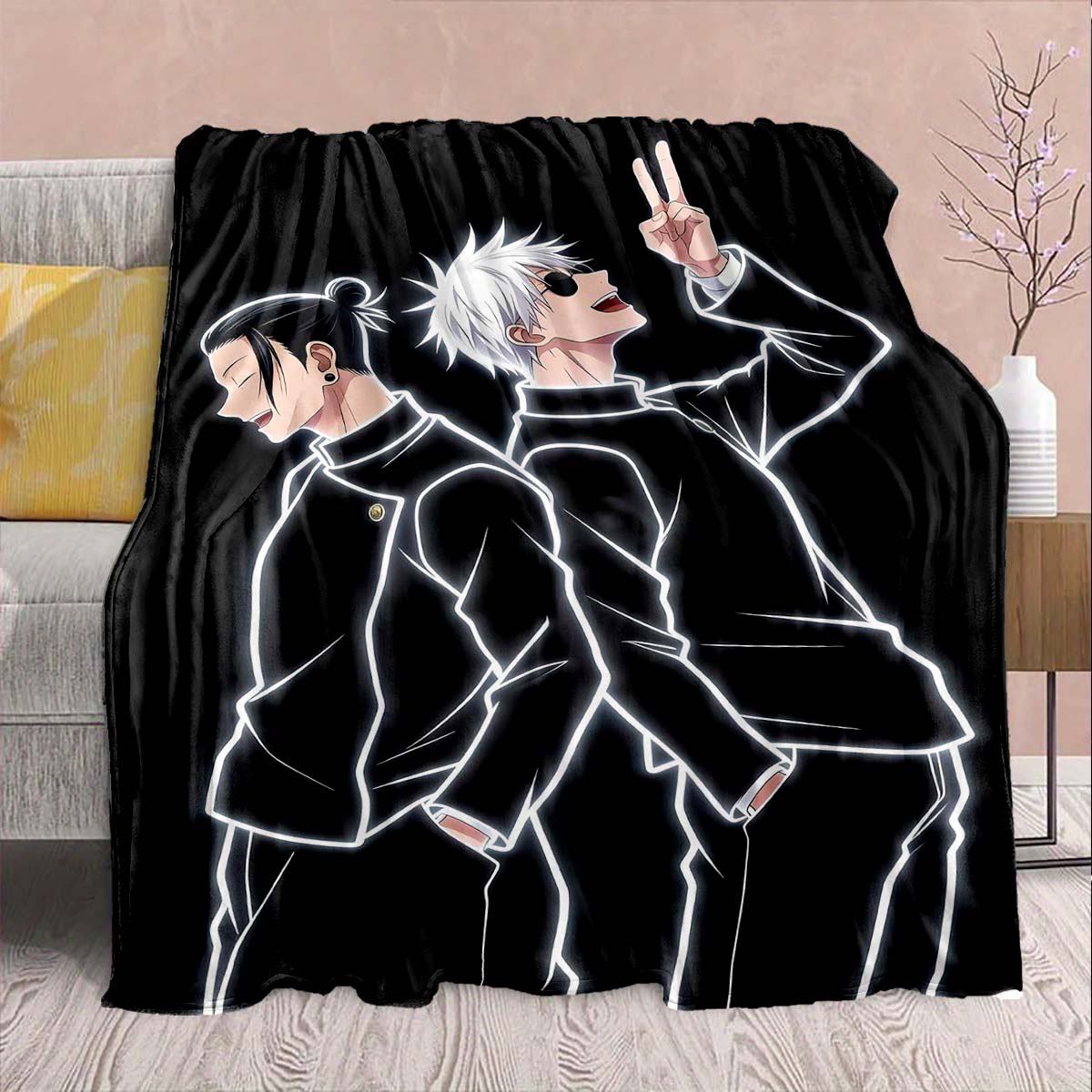 

Jujutsu Kaisen Flannel Modern Blanket Warm Soft Throw Lightweight Plush Sofa Bed Home Decor 75x90cm