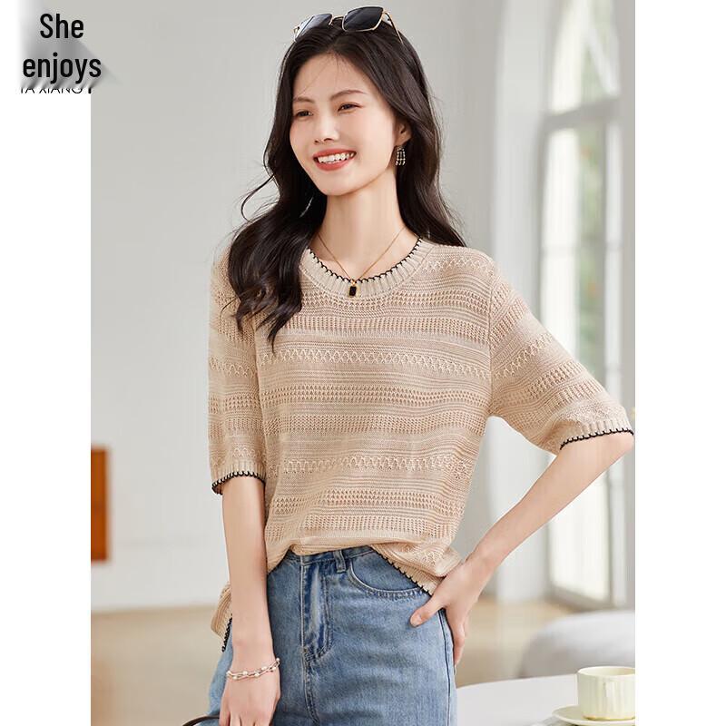 Women s Hollow Knit Short Sleeve T-Shirt M