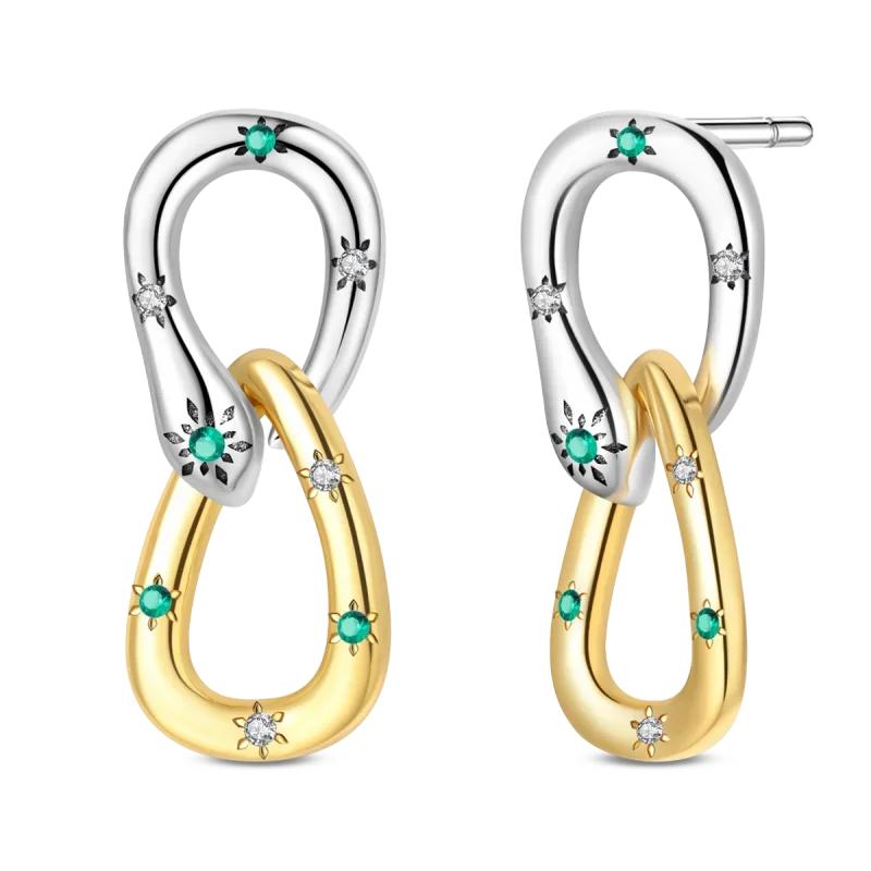 Original New In 925 Silver Gold Star And Moon Pave Colored Zircon Earrings For Women Trending Fashion Jewelry Birthday Gift