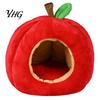 Removable Inner Pad Pet Cave Apple-Shaped Cat Bed, Plush Hideaway with Cushion, Warm Soft Cotton Sleeping Bag Cozy Enclosed Bed for Small Dogs