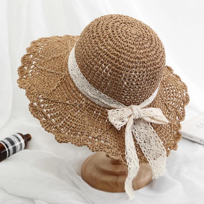 Straw Hat Lace Embellishment Bucket Hat Lace Hat Bucket Shape For Outdoor Activities Women's Accessory Sun