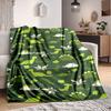 1pc Dino Leaf Lightweight Flannel Blanket, Comfortable and Warm Blanket, for Office and Camping Sofa Bed, Livingroom042