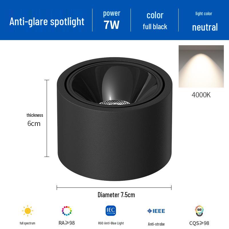 Ultra-Thin Adjustable Angle Anti-Glare Bullseye Spotlight for Living Room Ceiling