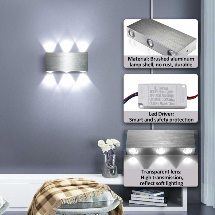 LED-Wandleuchte - lightess - 6W - Aluminium - Kaltweiß - 700lm