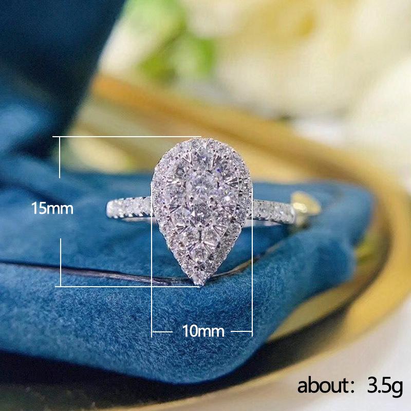 High sense super flash water drop zircon ring women, fashion ins tide Internet celebrity light luxury jewelry Valentine's Day gift