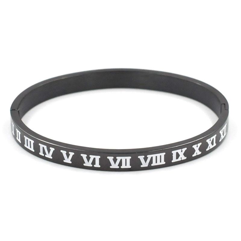New Brand Luxury Enamel Stainless Steel Roman Numeral Bangles for Women Titanium Steel Jewelry Accessories Lucky Gift