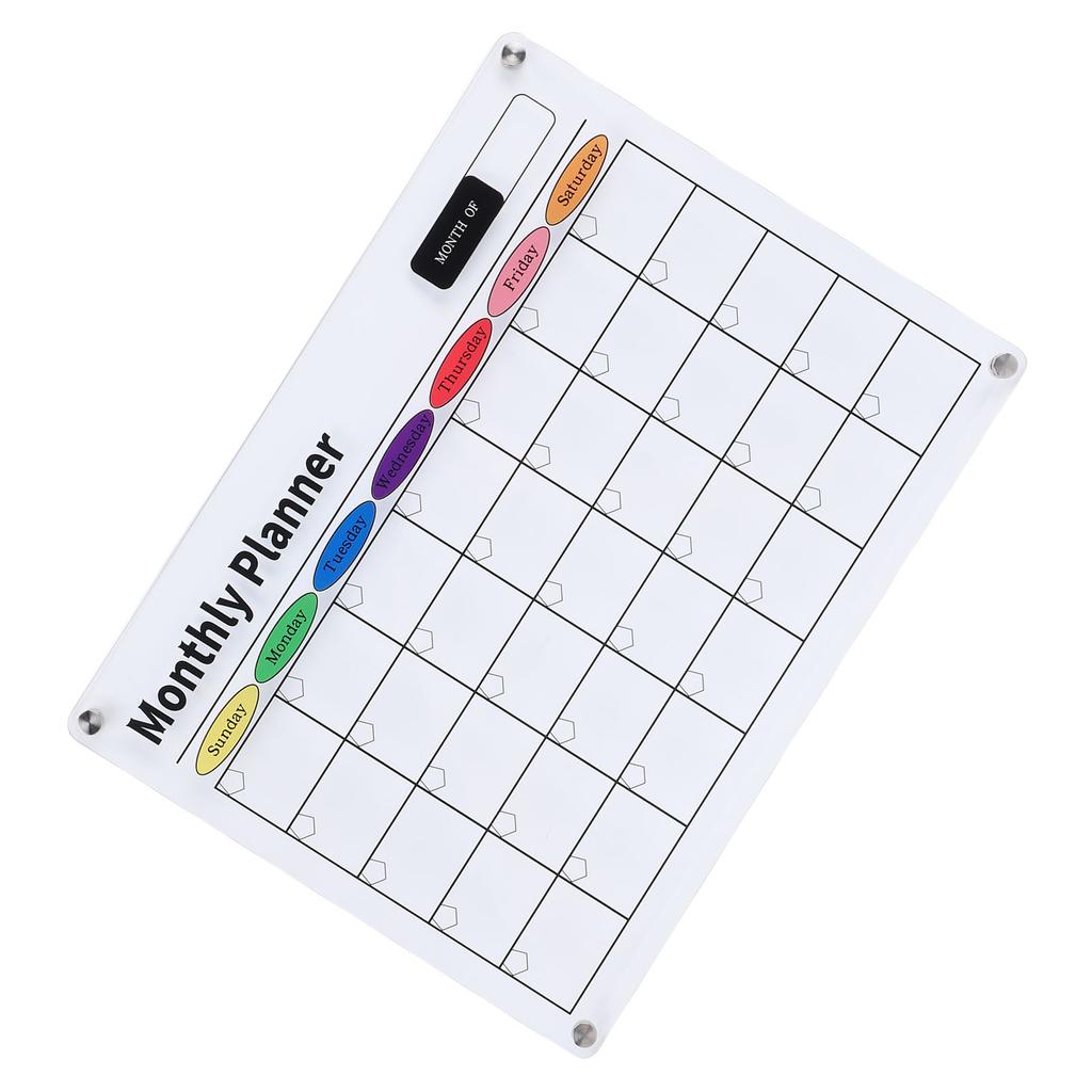 Dry Erase Calendar Transparent Acrylic Magnetic Monthly Planning Board for Fridge Kitchen