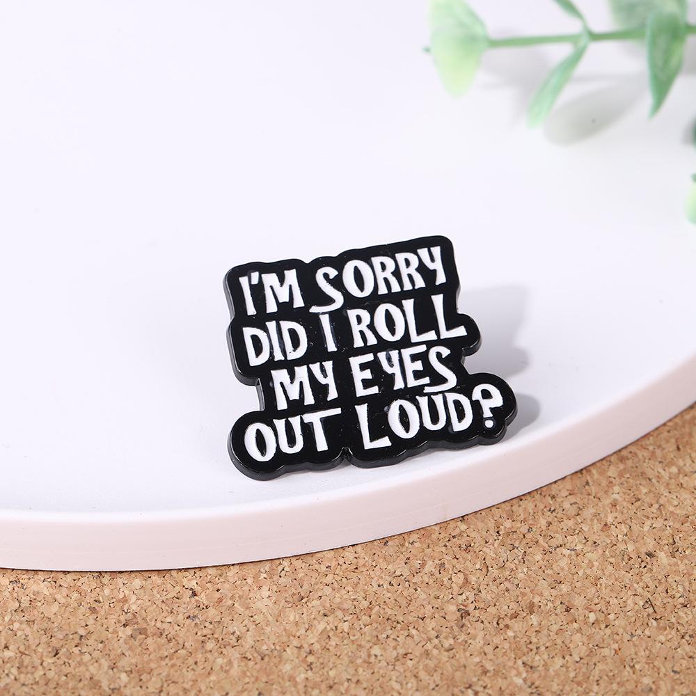 English Brooch Black and White Letter Clothing Accessories Personality Simple Versatile Fashion Badge Letter Badge