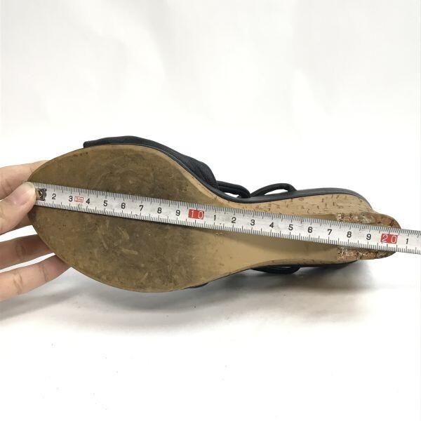 Burberry Blue Label Wedge Sandals [23.0/Black] Ribbon Pumps High Heels