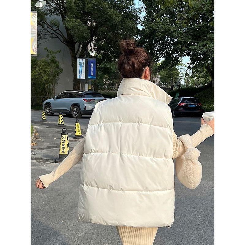 Design Sense Joker Student Casual Cotton-padded Vest Female Autumn and Winter Sweet Korean Version Loose Niche Cotton-padded Jacket Vest Coat.