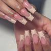 Factory Direct Sales Wearing Nail Pads 3D Three-dimensional French Light Yellow Processing Custom Nail Art Fake Nails