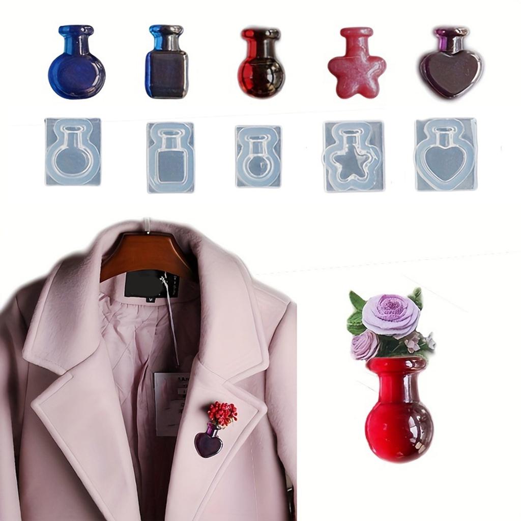 Set of 5 Multi Bottle Design Silicone Mold For Resin Crafts Fondant Jewelry Making Easy Release Reusable Food Grade