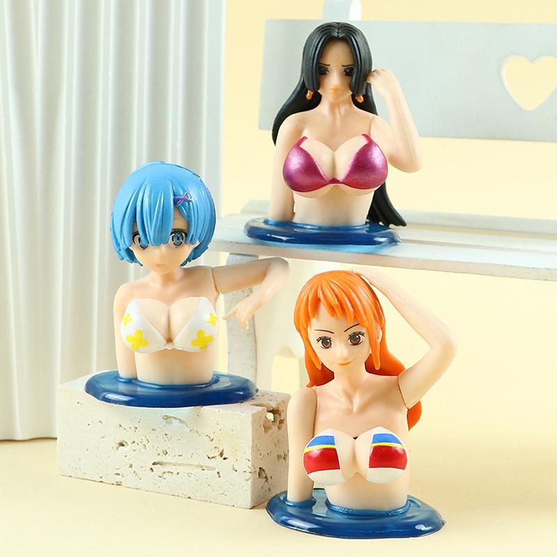 Shaking Chest Girls Car Ornaments Decoration  Kawaii Car Dashboard Cartoon Anime Dolls Car Interior Accessories