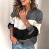 Women's  Autumn And Winter  New Round Neck Color Matching Comfortable Loose Sweater