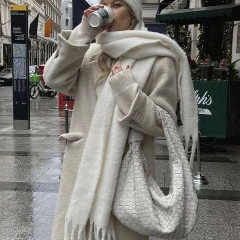 Luxury Winter Scarf for Women Cashmere Warm Solid Pashmina Shawl Wraps Female Thick Soft Poncho Chuncky Bufanda Tassel Echarpe