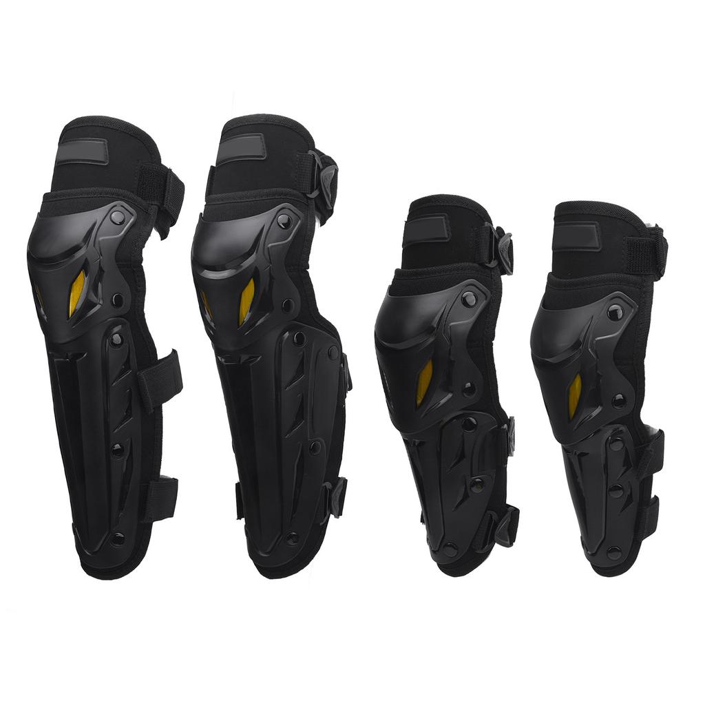 Motorcycle Knee Shin Guard Pads with Elbow Guard Adjustable Elastic Strap Motocross Knee Protection Armor for Dirtbike