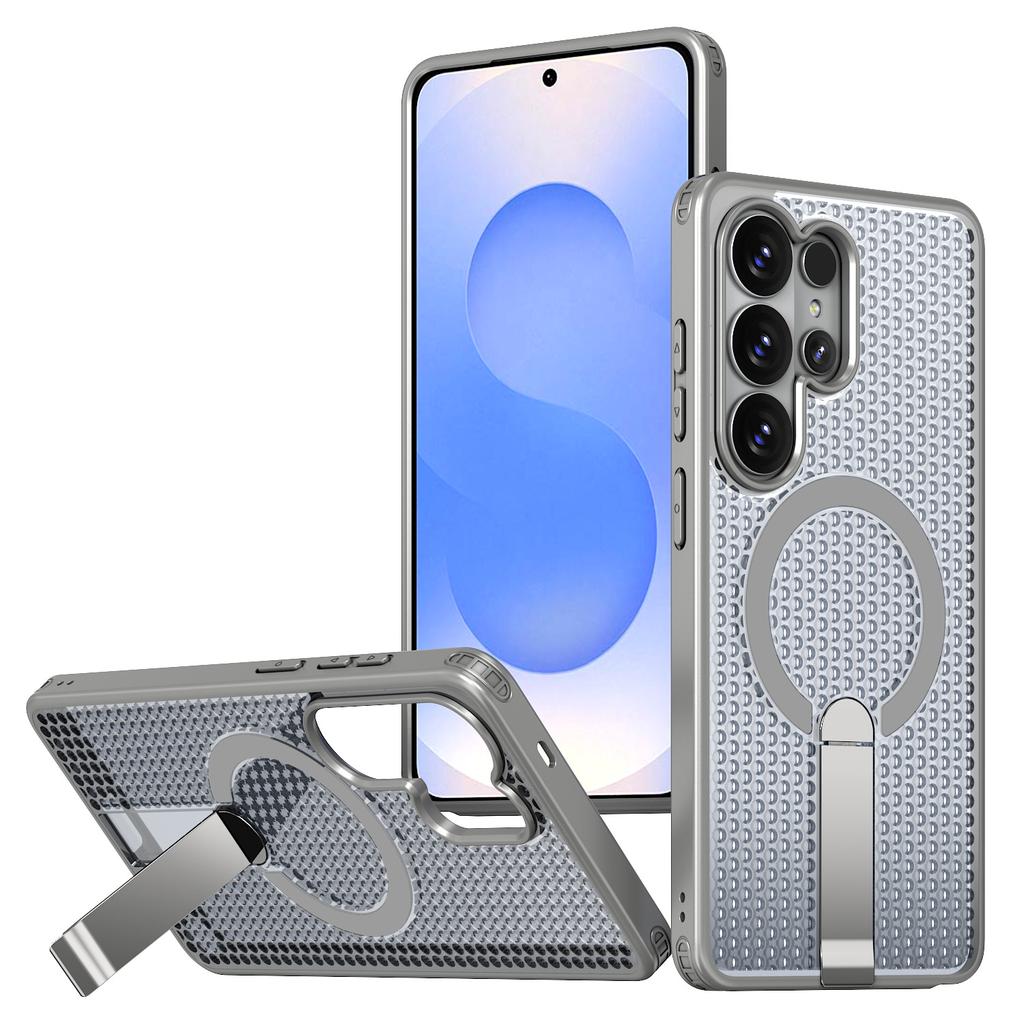 Samsung S26ultra Magnetic Mobile Phone Case Plus Anti-drop Fanxing Honeycomb Breathable Heat Dissipation S25u Vertical Bracket