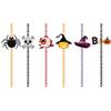 24pcs Halloween Straw Party Decorations Skull Spider Water Cup Drink Decor with Disposable Straws Cocktail Straw Juice Tubes