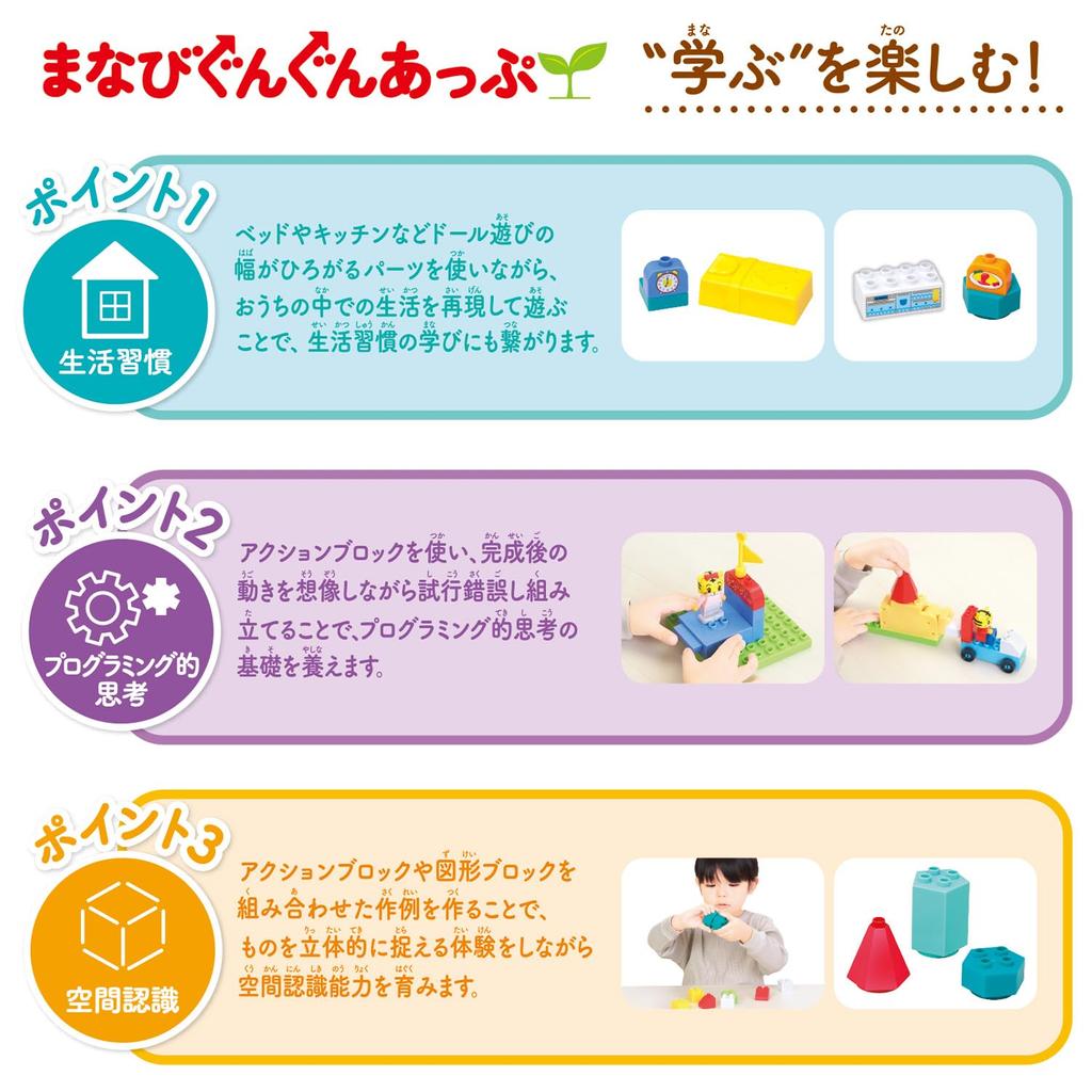 BANDAI Shimajiro Action Block Series House Block Box 3 and Shimajiro's (Ages Up)