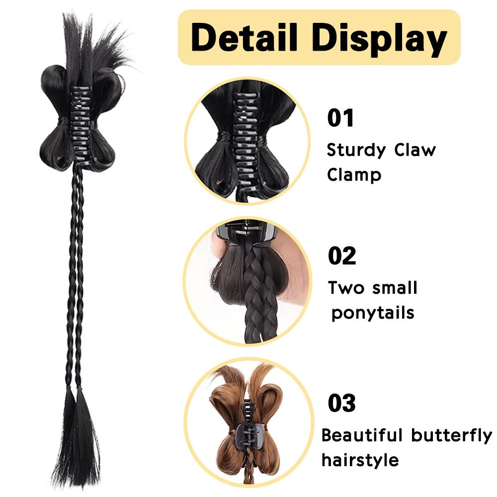 MISS WIG 1pcs Synthetic Long Straight Claw In Braided Ponytail Extension High Temperature Fiber Style Hair Accessories For Women Wear