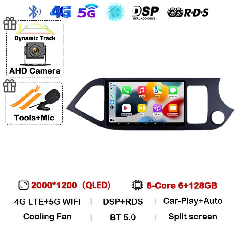 Android 14 WIFI+4G Carplay For KIA PICANTO Morning 2011 2012 2013 2014 2015 2016 RHD Car Radio GPS Multimidia Player Head Unit