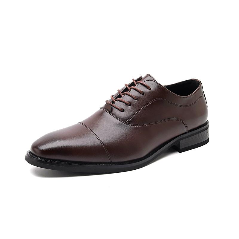 

Leather shoes men s business dress casual British wedding groom inner height increase black 44307-R 46 светло-коричневого