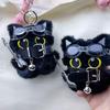 Black Cat Pendant: Punk Style Plush Keychain - Holiday Gift for Friends