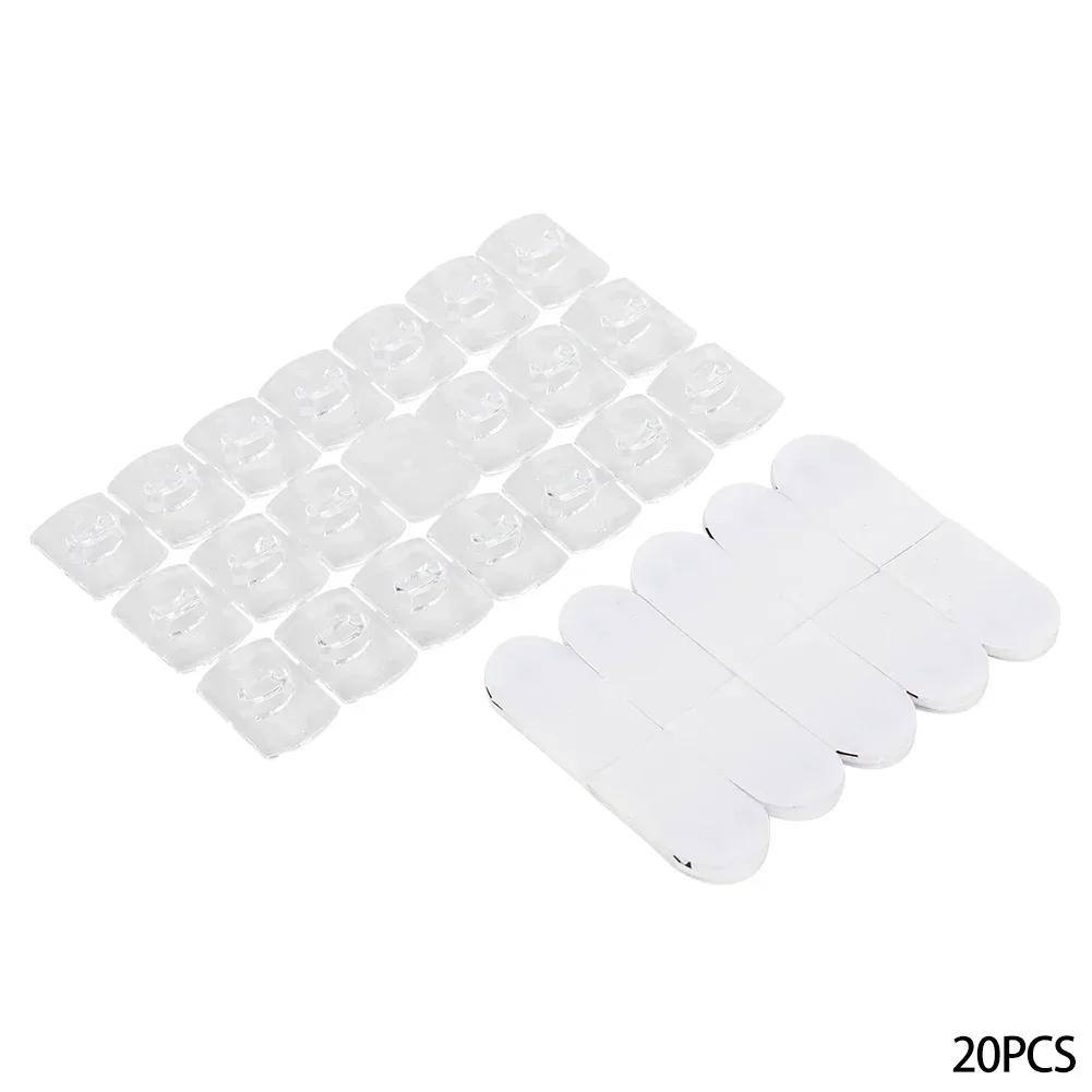 

20 шт. Мини-самоклеящиеся крючки для стены Многоцелевые прозрачные съемные крючки Подвеска для ожерелья, ключей, полотенца, мелочей Зажим для кабеля на стену
