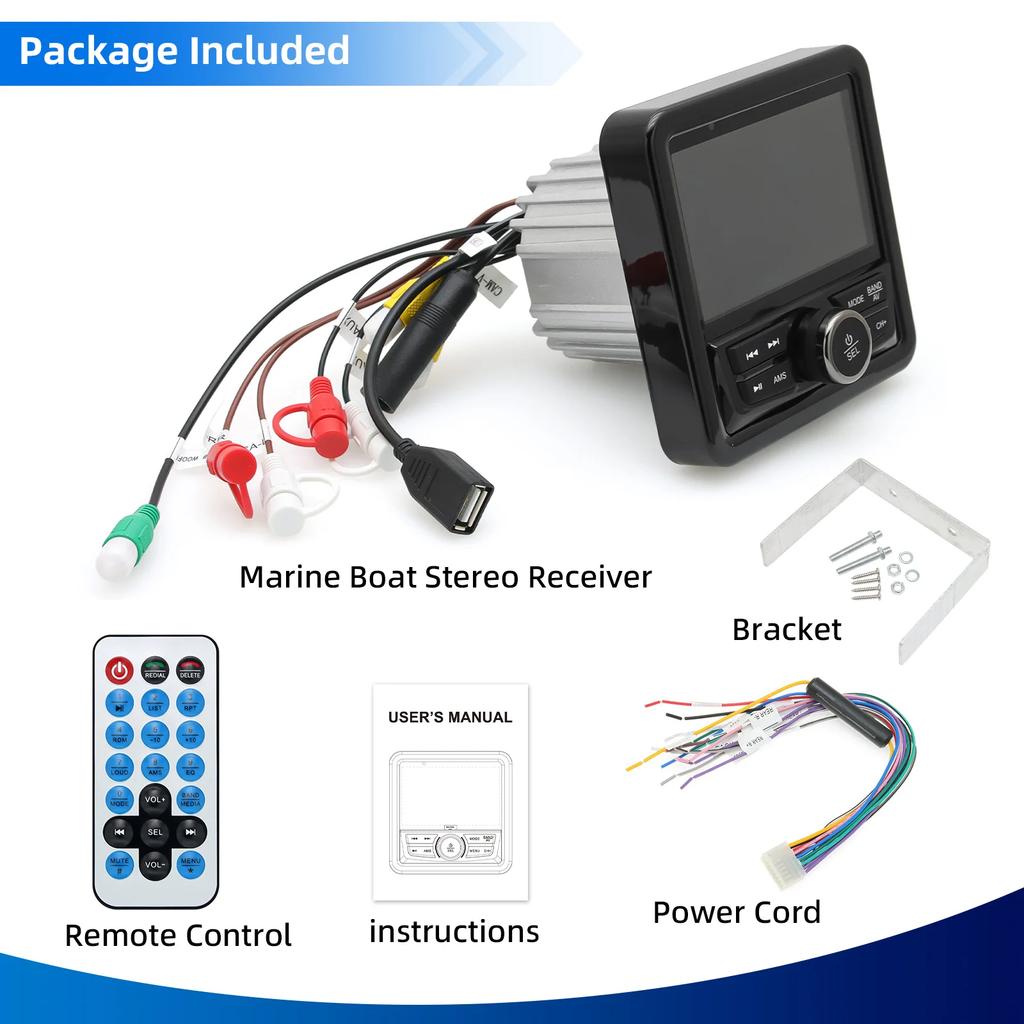 Waterproof MP5 Marine Radio Stereo Player Bluetooth-compatible FM AM Boat Speaker Media Audio Player For V ATV UTV SPA RZR