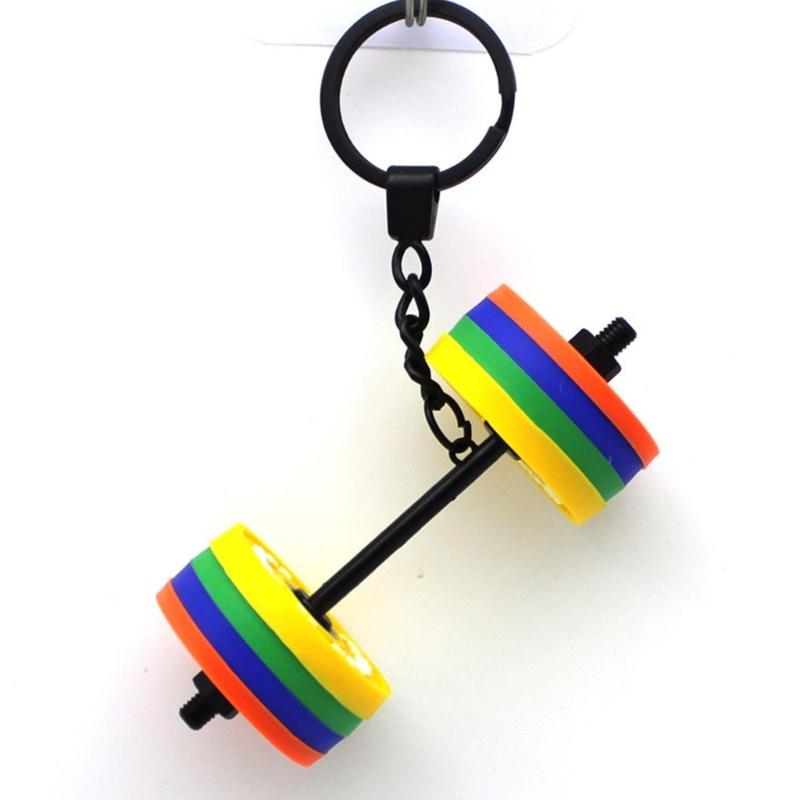 Rubber Dumbbell Keychain Lightweight Portable Exercise Themed Decorative Creative Sports Fitness Bag Decoration