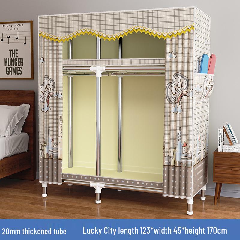 Thickened Steel Pipe Fabric Wardrobe for Dorm or Bedroom Storage