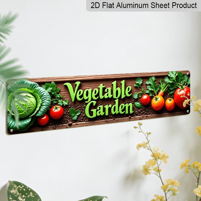 2D Flat, 1pc Vintage 'Vegetables and The Name' Sign - Durable Metal Wall Decor - Rustic Farm Door Hanging Decoration for Home, Porch, Barn -New Year