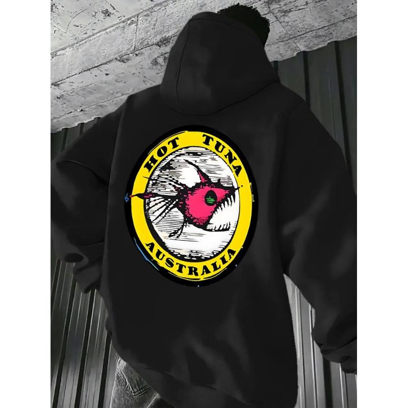 

Австралийское ретро худи с принтом «Странная рыба Hot Tuna», яркая вещь для уличных модников с колор-блокинговой индивидуальностью, чтобы доминировать на сцене XXL чёрный