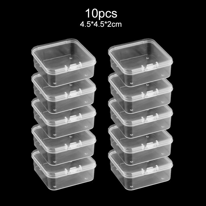 10pcs Mini PP Storage Box Transparent Plastic Case Container Square Rectangle Packaging Box For Jewelry Display Boxes TMZ
