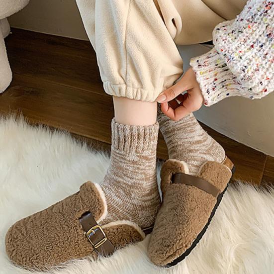 Flauschige Socken für Damen Gemütliche Dicke Flauschige Kniestrümpfe Winter Fleecegefütterte Stiefelsocken Thermische Retro Mid-Calf Warme Socken