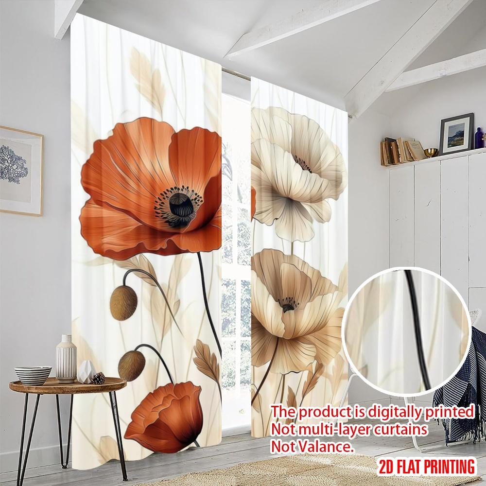 2 buc, Imprimare plană 2D Perdele și Tratament pentru ferestre Înfloriri delicate Țesătură durabilă 100% poliester (fără tijă) Utilizare în toate anotimpurile pentru