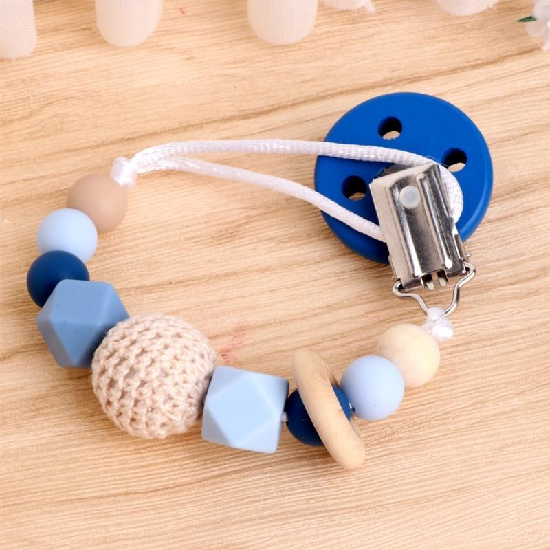 Infant Toddler Baby Wooden Soother Nipple Dummy Pacifier Chain Clip Holder JA