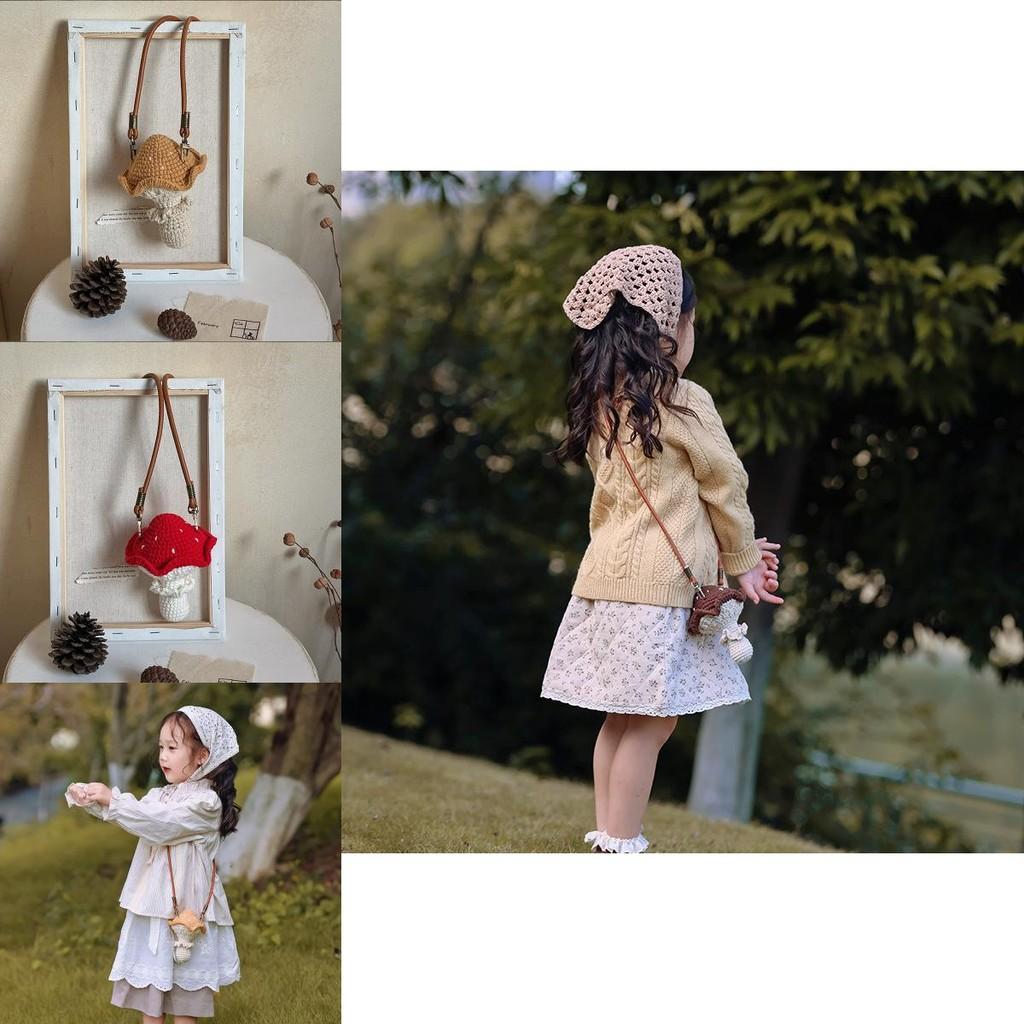 Lovely Knitted Kids Mushroom Bag Versatile Fashion Accessory For Everyday Use