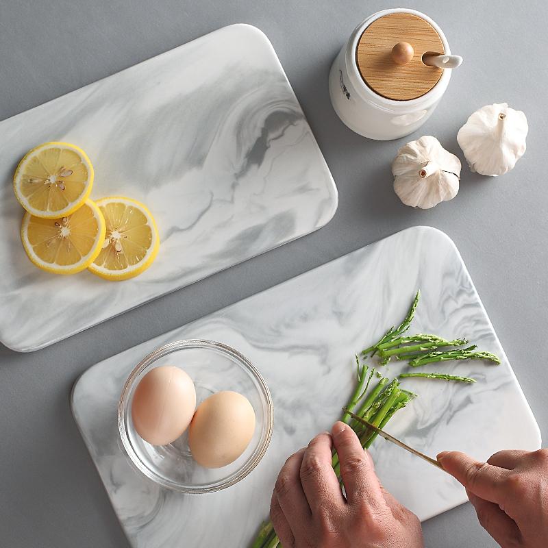 New Marble Cutting Board Dinner Plates Ceramic Tray Golden Border Plate Dinner Set Plates and Dishes Kitchen Utensils Porcelain