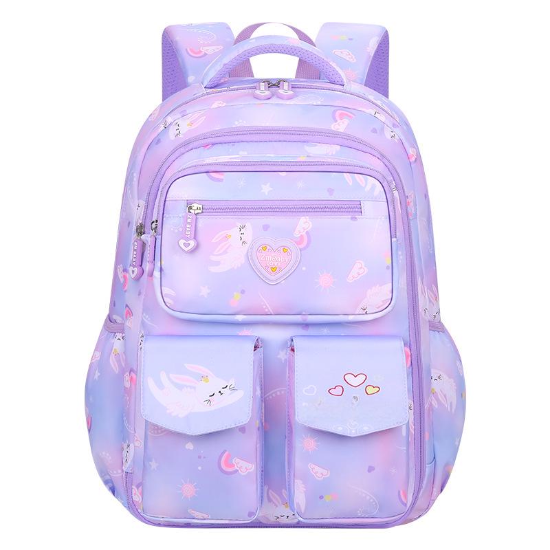 Gradient Cartoon Backpack for Girls, Lightweight, Grades 1-6